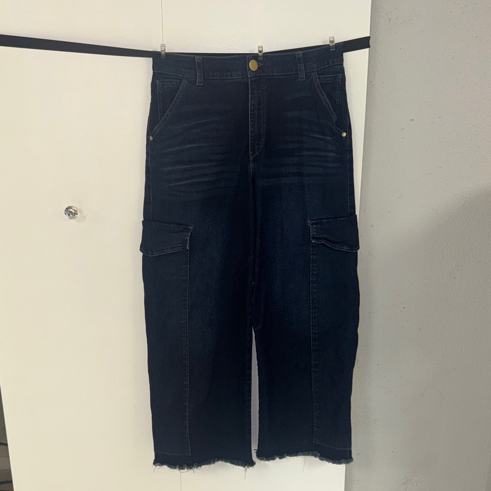 Democracy Dark Blue Wide Leg Cargo Jeans